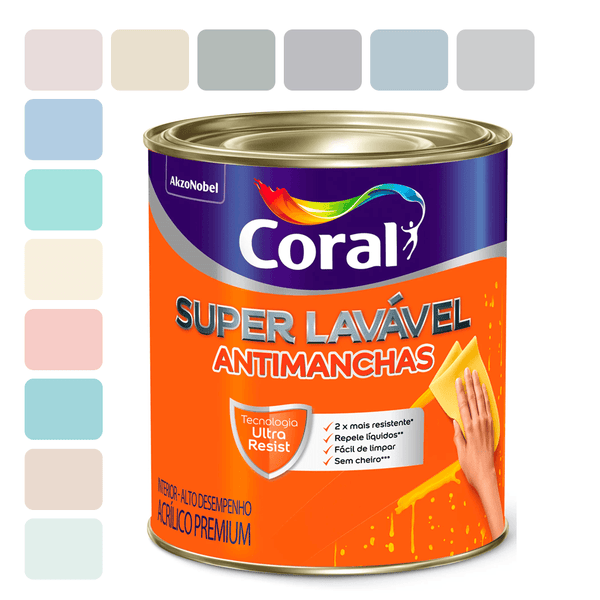 Tinta Super Lavável para Parede Anti Manchas Coral 800ml