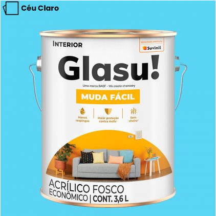 Tinta Acrílica Anti Mofo Suvinil Glasu 3,6l - Escolha a Cor