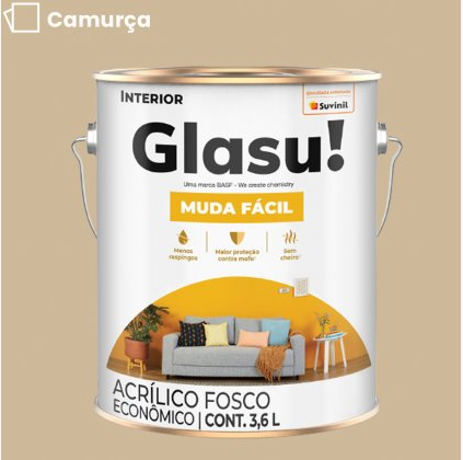 Tinta Acrílica Anti Mofo Suvinil Glasu 3,6l - Escolha a Cor