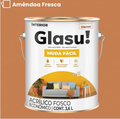 Tinta Acrílica Anti Mofo Suvinil Glasu 3,6l - Escolha a Cor