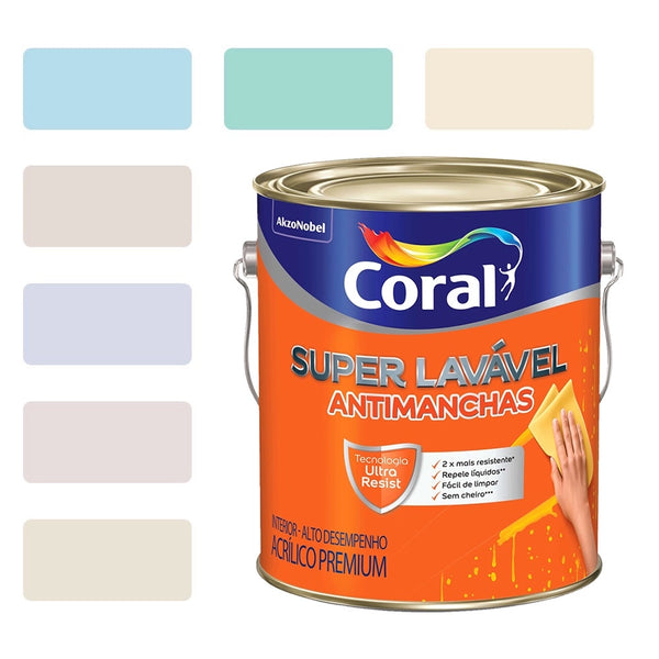 Tinta Super Lavável para Parede Anti Manchas Coral 3,2L