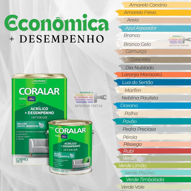 Tinta Acrílica Coralar Anti Mofo Econômica Fosca Cores 18l