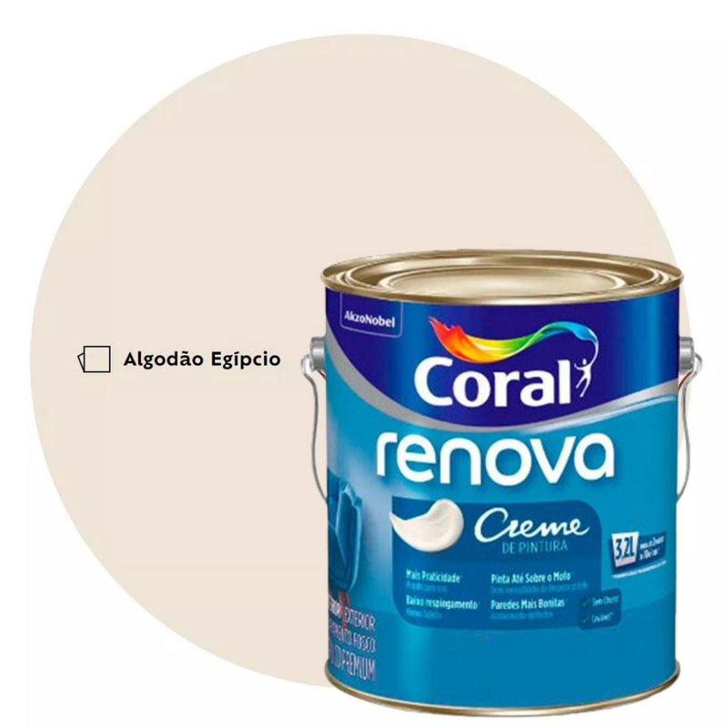 Tinta Para Paredes Anti Mofo Coral Renova 3,2l - Cor Algodão Egípcio