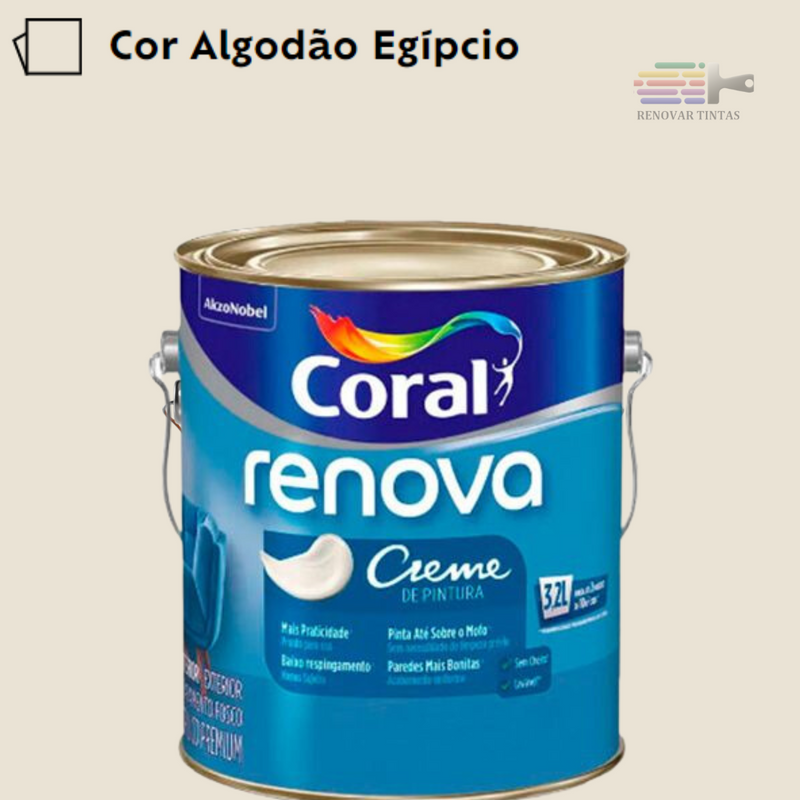 Tinta Para Paredes Anti Mofo Coral Renova 3,2l - Cor Algodão Egípcio