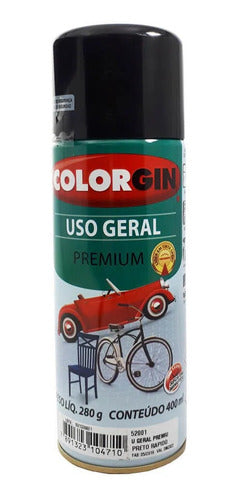 Tinta Spray Colorgin Uso Geral Preto Rapido 400ml